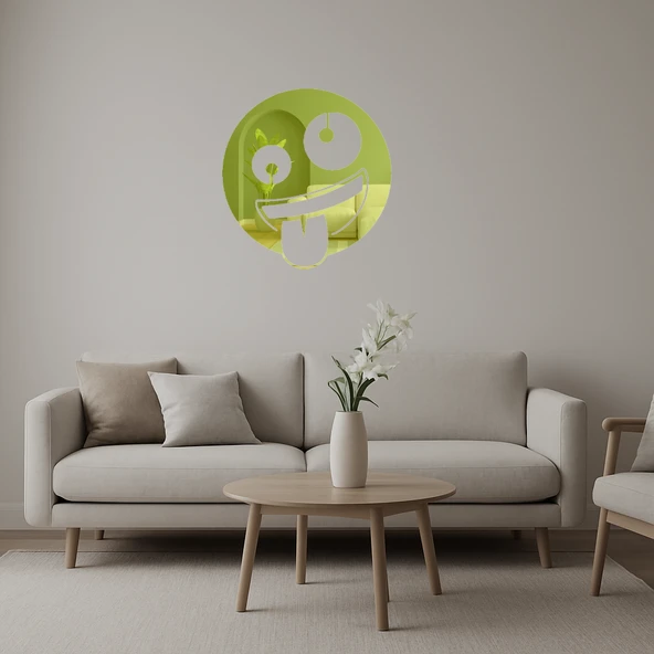Çılgın Yüz Emoji  Dekoratif Altın Aynalı Tablo ürün görseli