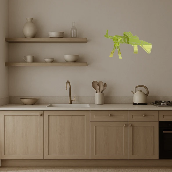 Dekoratif Askeri Tüfek Altın Aynalı Tablo - Resim 2