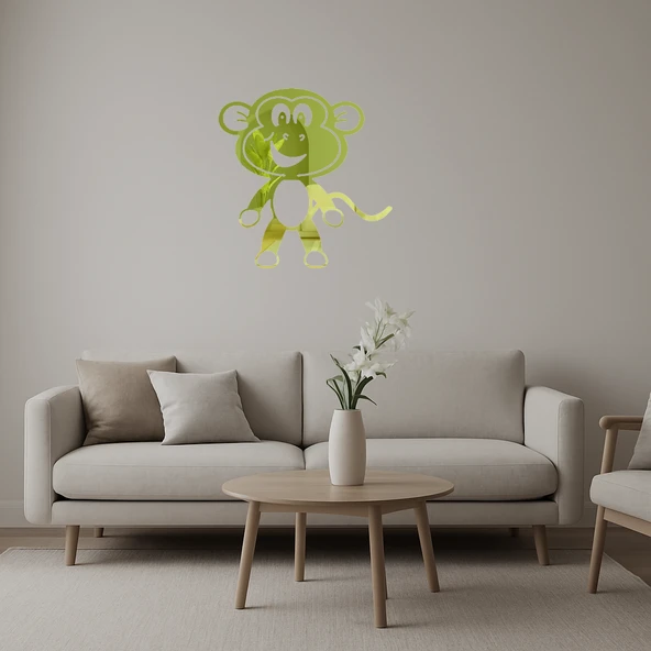 Ahşap Dekoratif Maymun Altın Aynalı Tablosu ürün görseli