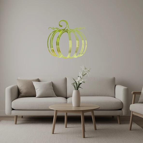 Balkabağı Desenli Dekoratif Altın Aynalı Tablo ürün görseli