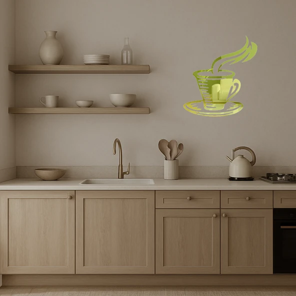 Çay Fincanı Tasarımlı Dekoratif Duvar Altın Aynalı Tablosu - 3