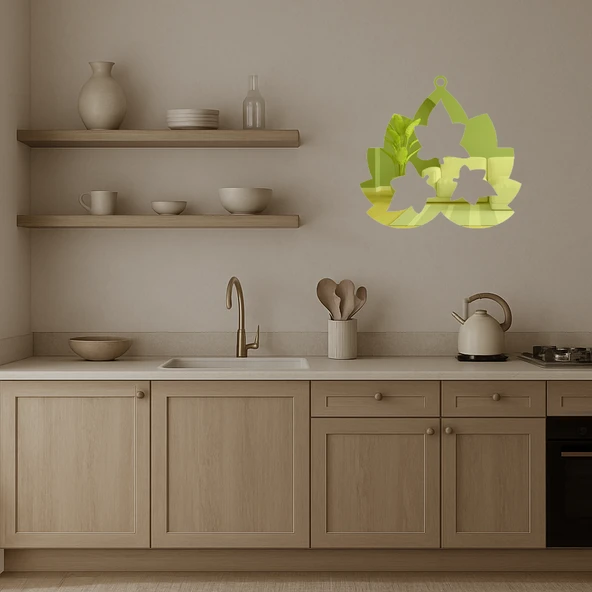 Yaprak ve Çiçek Motifli  Duvar Altın Aynalı Tablosu - Resim 3