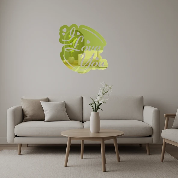 Romantik Yazılı  Altın Aynalı Tablo ürün görseli