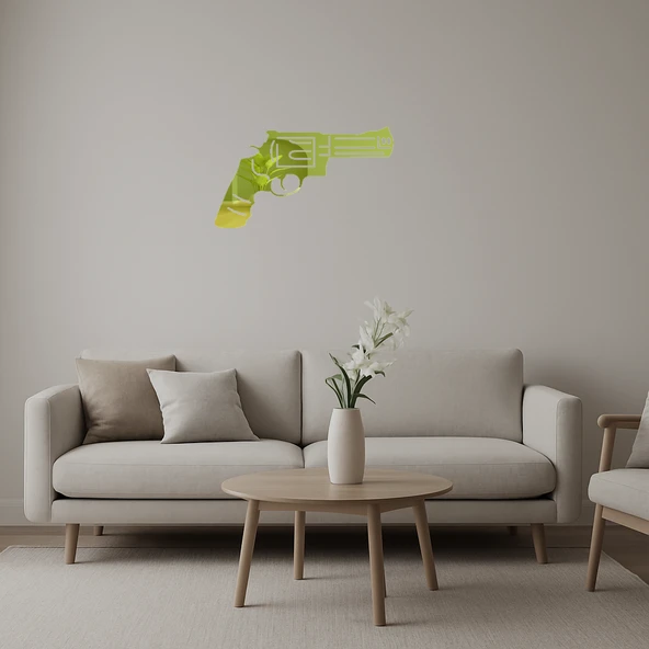 Dekoratif Polis Revolver Altın Aynalı Tablo ürün görseli