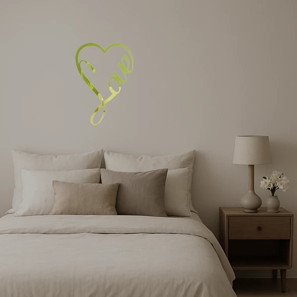 Minimalist Aşk Yazılı  Duvar Altın Aynalı Tablosu - Resim 2