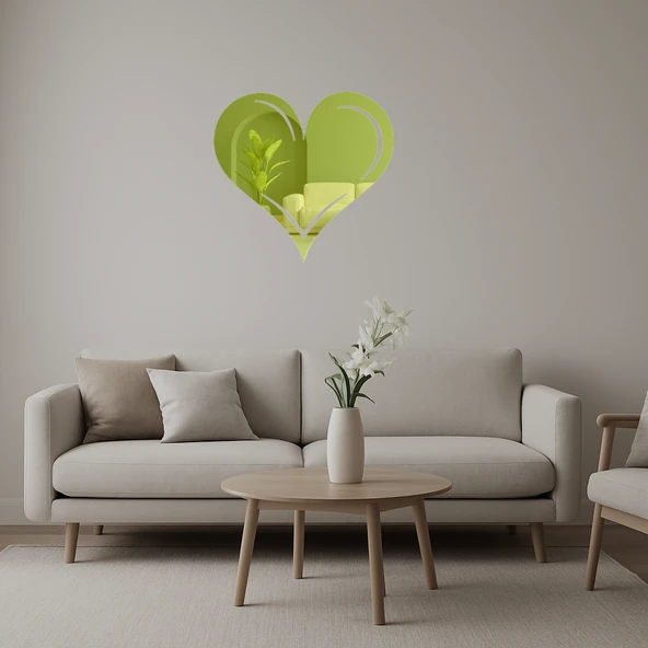 Kalp ve Aşk Figürlü Modern Altın Aynalı Tablo ürün görseli