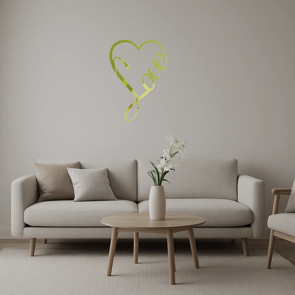 Minimalist Aşk Yazılı  Duvar Altın Aynalı Tablosu ürün görseli