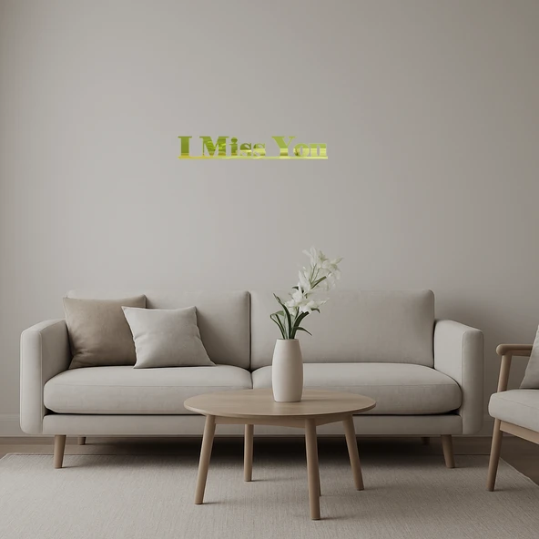 İç Mekan İçin 'I Miss You' Dekoratif  Altın Aynalı Tablo ürün görseli