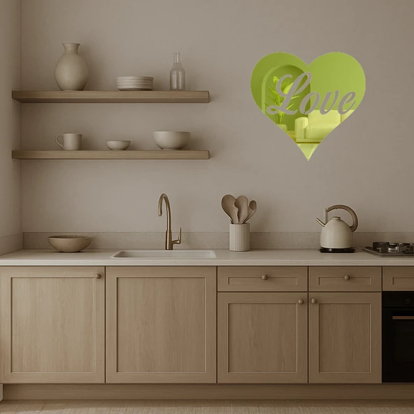 Aşk ve Kalp Desenli  Dekoratif Altın Aynalı Tablo - Resim 4