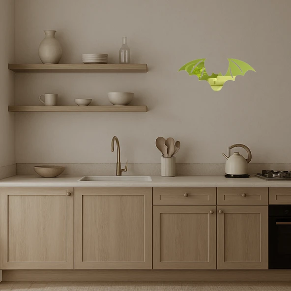 Uçan Yarasa Motifli Dekoratif  Altın Aynalı Tablo - Resim 4