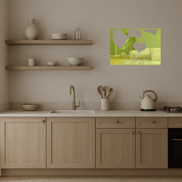 Aile Eller ve Kalp Temalı Dekoratif Altın Aynalı Tablo - Resim 2