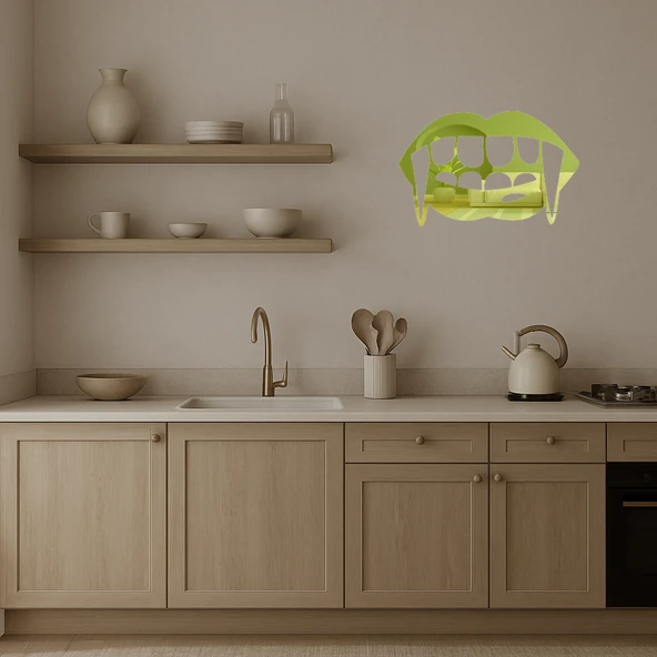 Gotik Tarz Vampir Dişleri Altın Aynalı Tablo - Resim 3