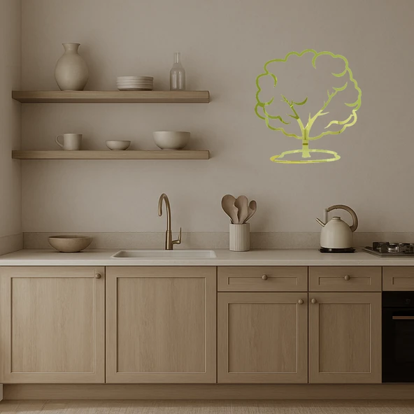 Ağaç Silueti  Dekoratif Altın Aynalı Tablo - Resim 3