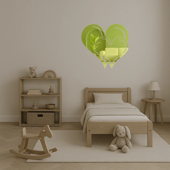 Romantik Kalpler Temalı Dekoratif Altın Aynalı Tablo - Resim 4