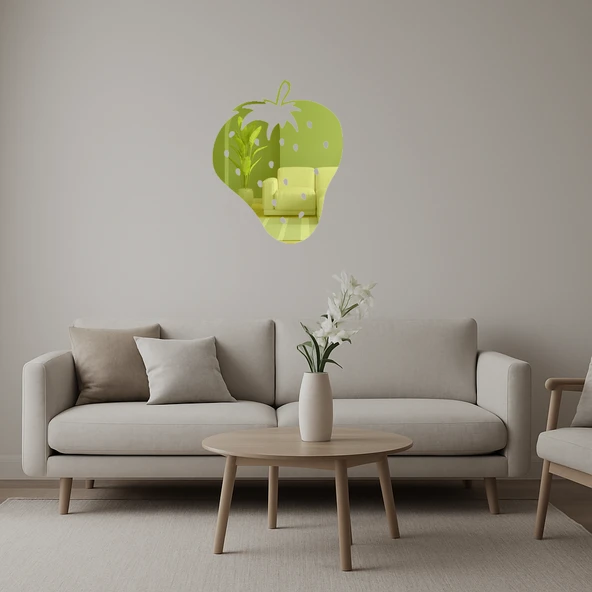 Çilek Desenli Dekoratif İç Mekan Altın Aynalı Tablosu ürün görseli