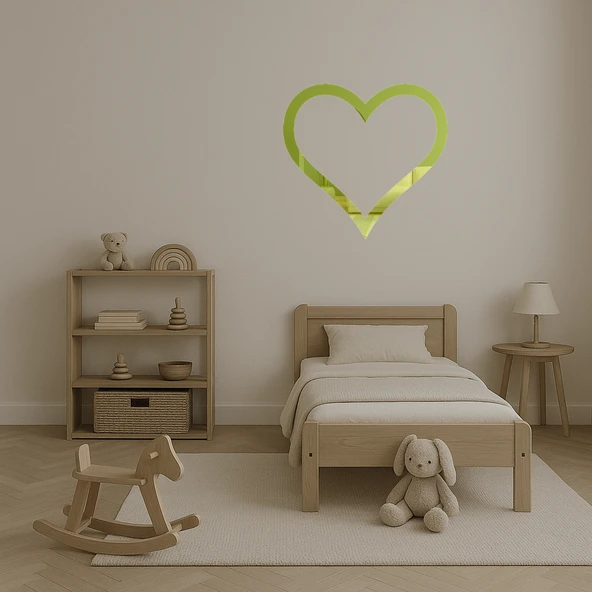 Kalp Desenli  Dekoratif Altın Aynalı Tablo - Resim 4