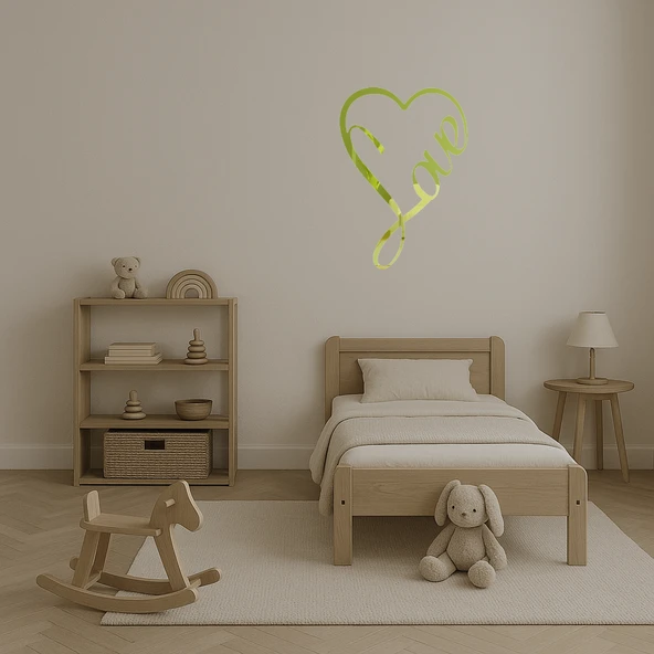 Minimalist Aşk Yazılı  Duvar Altın Aynalı Tablosu - Resim 4