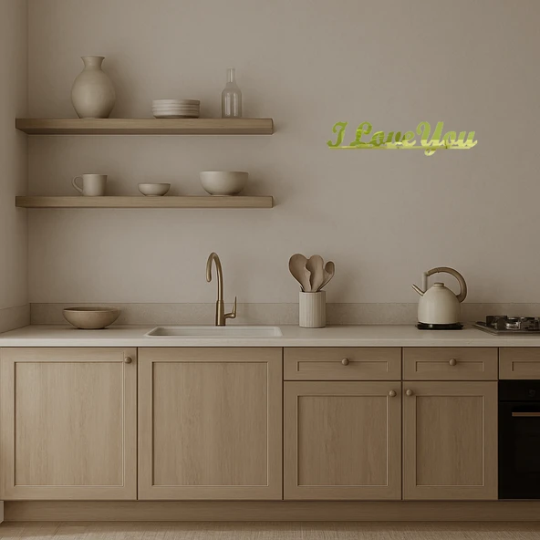 Romantik ve Minimalist I Love You  Altın Aynalı Tablo - Resim 2
