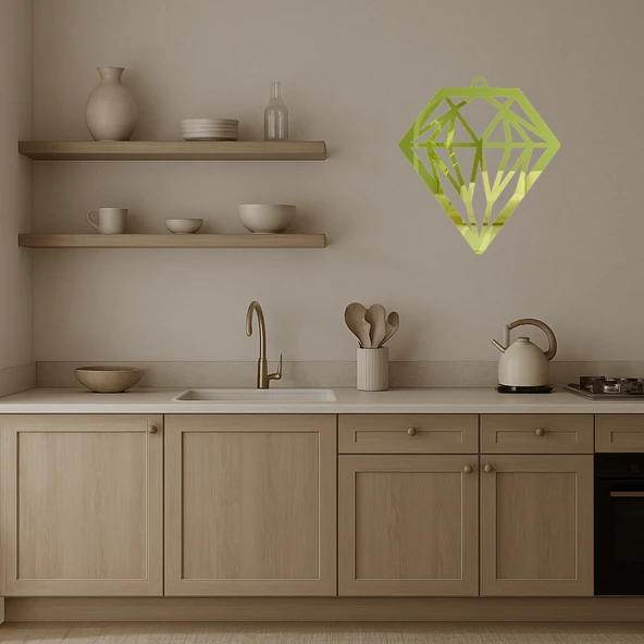 Elmas Geometrik Desenli Dekoratif Altın Aynalı Tablo - Resim 2