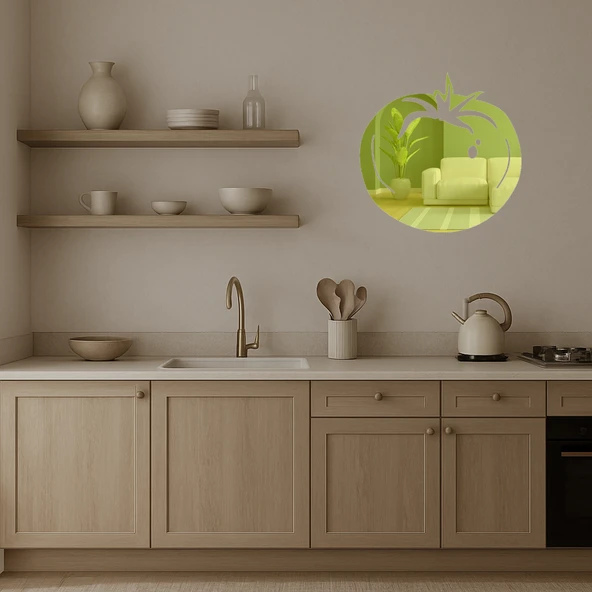 Taze Domates Motifli  Dekoratif Duvar Altın Aynalı Tablosu - Resim 2