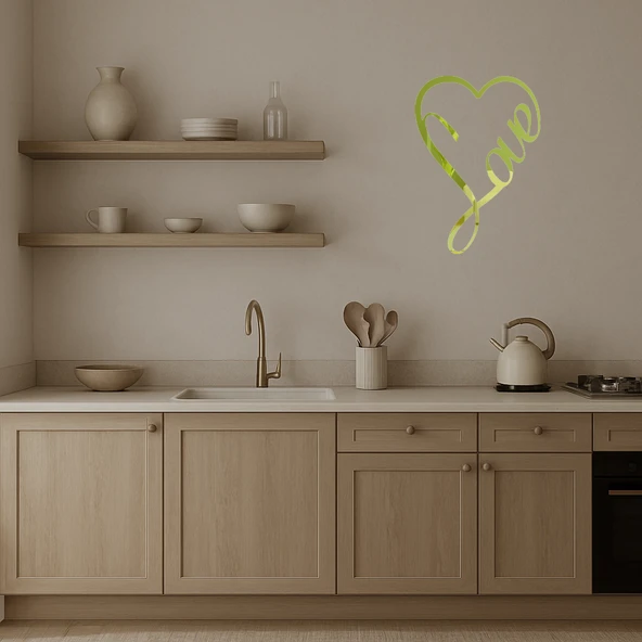 Minimalist Aşk Yazılı  Duvar Altın Aynalı Tablosu - Resim 3