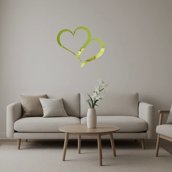 Şık Kalpler İç Mekan Dekor Altın Aynalı Tablo ürün görseli