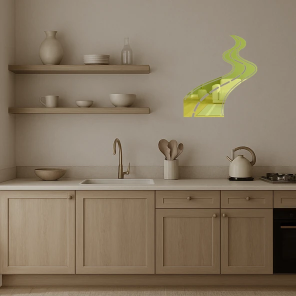 Dalgalı Yol  Sanat Altın Aynalı Tablosu - Resim 3