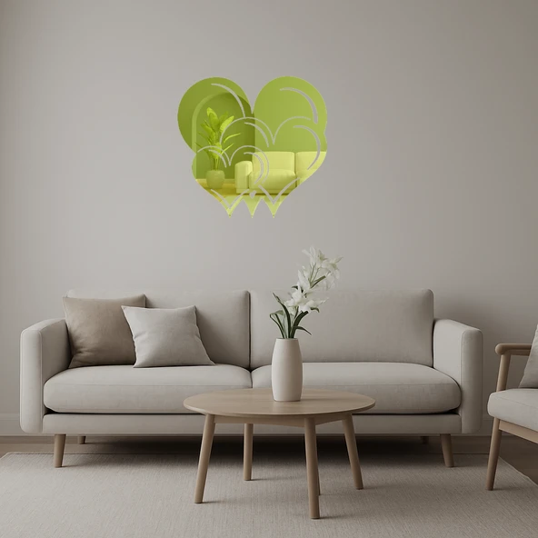 Kalpler ve Aşk Dekoratif Altın Aynalı Tablo ürün görseli