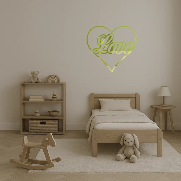 Kalp ve Aşk Temalı Dekoratif Altın Aynalı Tablo - Resim 4