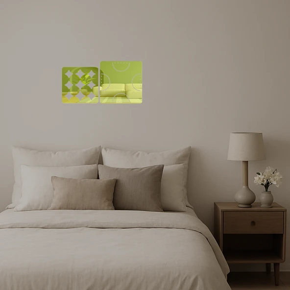 Minimalist Geometrik Desenli Dekoratif Altın Aynalı Tablo - Resim 3