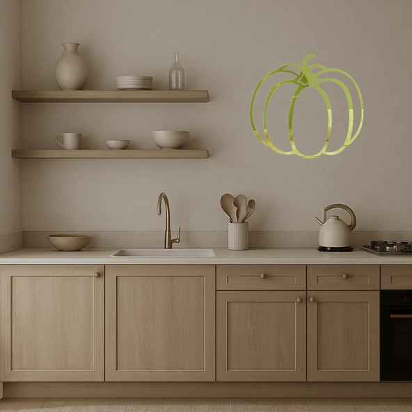 Yeşil Biber Dekoratif İç Mekan Altın Aynalı Tablosu - Resim 2