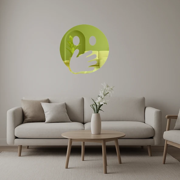 Gözler Açık El Ağız Üzerinde Yüz İfadeli Dekoratif Altın Aynalı Tablo ürün görseli