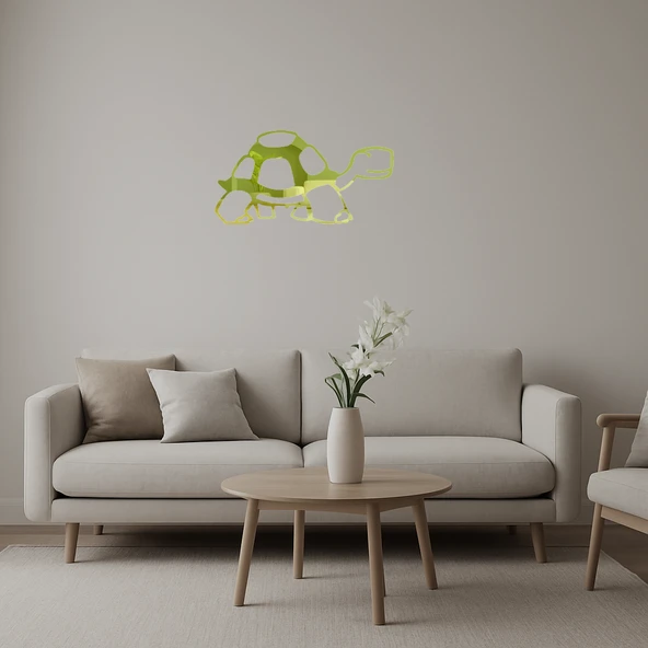 Kaplumbağa Figürlü  Dekoratif Duvar Altın Aynalı Tablosu ürün görseli