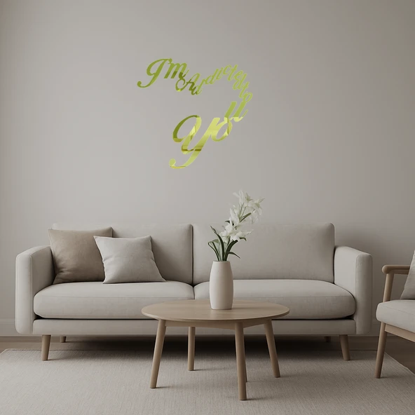 I'm Addicted To You Yazılı  Dekoratif Duvar Altın Aynalı Tablosu ürün görseli