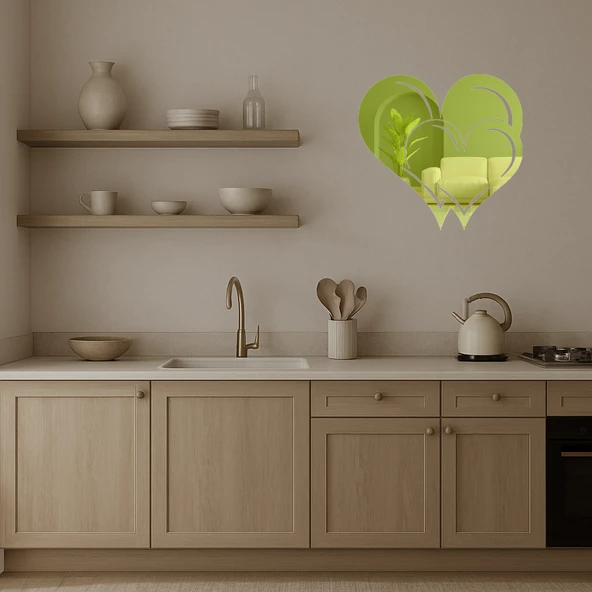 Romantik Kalpler Temalı Dekoratif Altın Aynalı Tablo - Resim 3