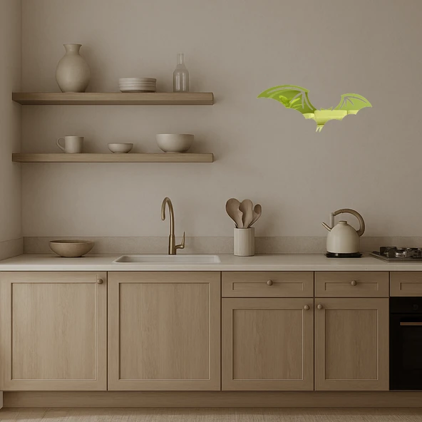 Gotik Tarzda Uçan Yarasa  Dekoratif Altın Aynalı Tablo - Resim 3