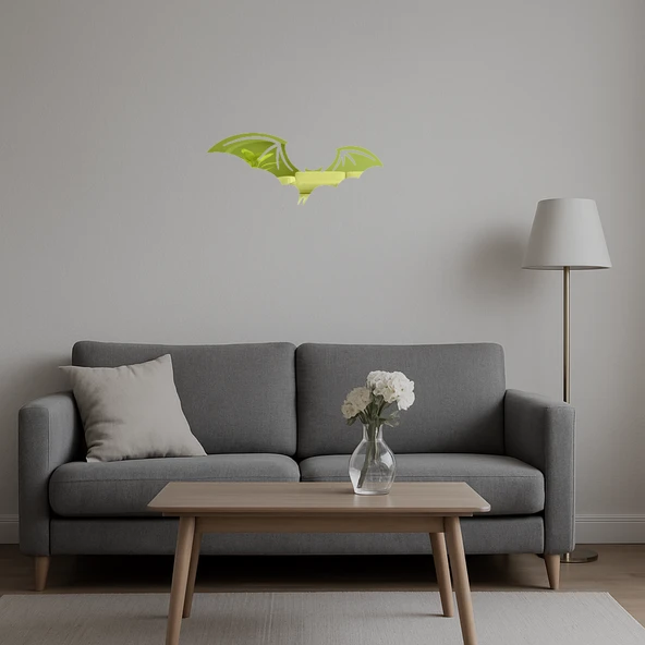 Gotik Tarzda Uçan Yarasa  Dekoratif Altın Aynalı Tablo - Resim 5