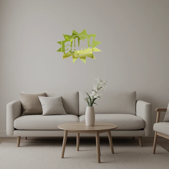 Modern BAM Yazılı  Dekoratif Duvar Altın Aynalı Tablosu ürün görseli