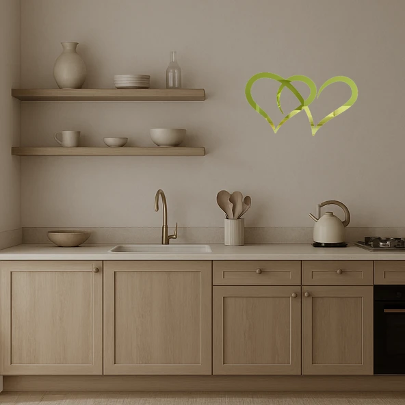 Aşkın İki Kalbi  Altın Aynalı Tablo - Resim 3