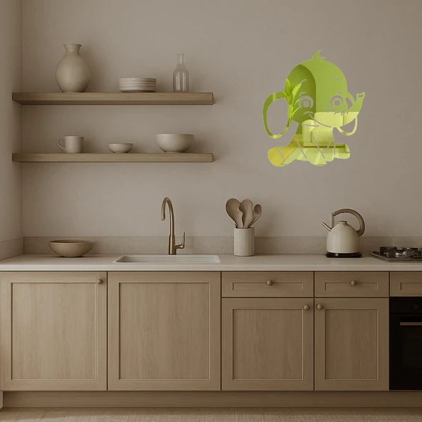 Fil Figürlü Dekoratif Duvar Altın Aynalı Tablosu - Resim 2