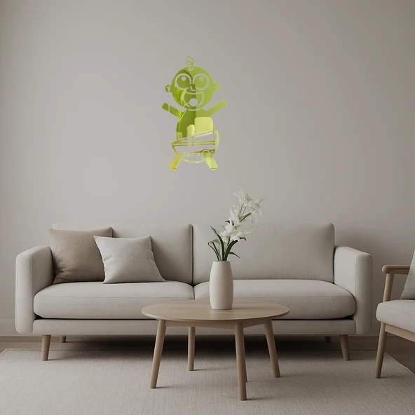 Oynayan Mutlu Bebek İç Mekan Dekoratif Altın Aynalı Tablo ürün görseli