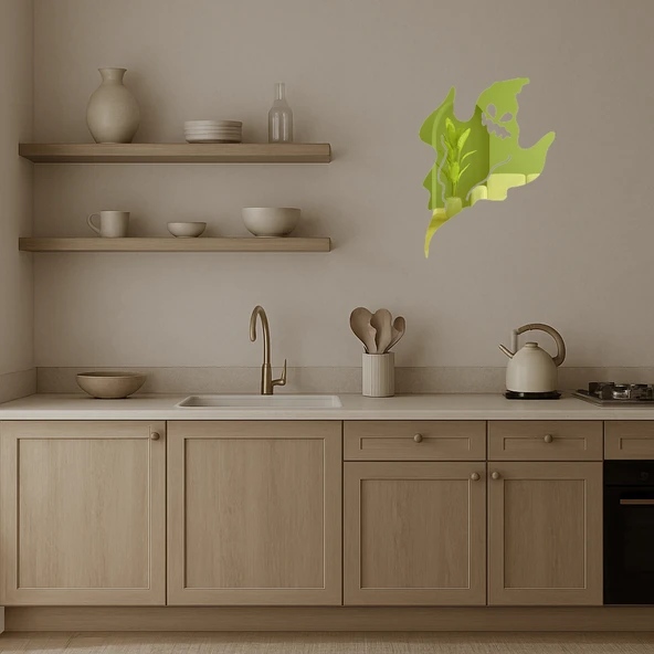 Sevimli Hayalet Desenli Dekoratif Altın Aynalı Tablo - Resim 3