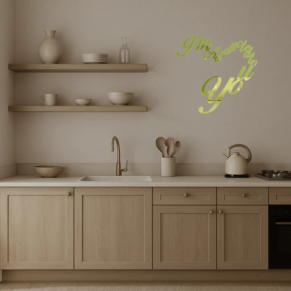 I'm Addicted To You Yazılı  Dekoratif Duvar Altın Aynalı Tablosu - Resim 3