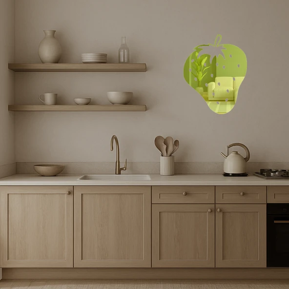 Çilek Desenli Dekoratif İç Mekan Altın Aynalı Tablosu - Resim 2