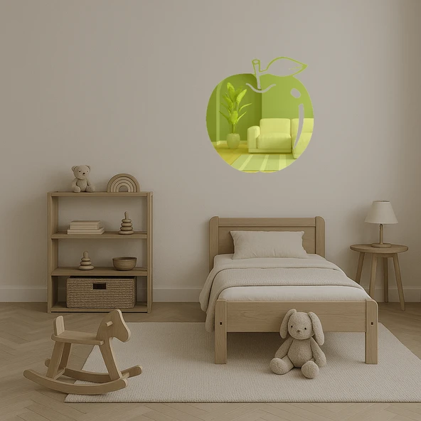 Yapraklı Elma Tasarımlı Dekoratif Altın Aynalı Tablo - Resim 4