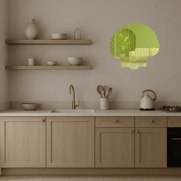 Minimalist Deniz Temalı Dekoratif Altın Aynalı Tablo - Resim 3