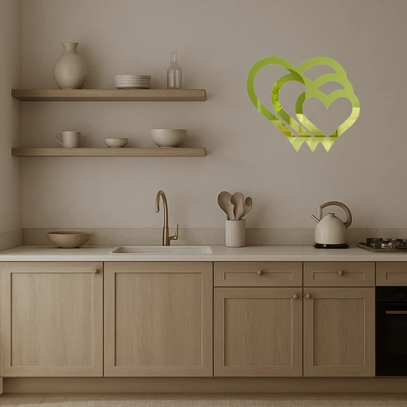 Estetik Kalp Motifli  Altın Aynalı Tablo - Resim 3