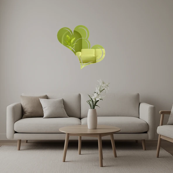 Kalp Desenli  Romantik Dekor Altın Aynalı Tablo ürün görseli