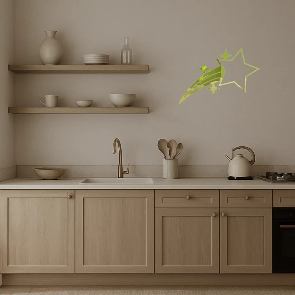 Uçan Yıldızlar İç Mekan Dekoratif Altın Aynalı Tablo - Resim 3