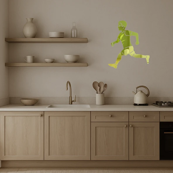 Koşan Figür Dekoratif Duvar Altın Aynalı Tablosu - Resim 3